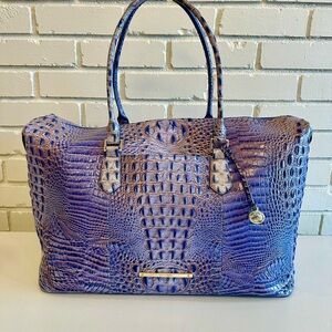 Brahmin Purple Crocodile Embossed Tote duffel bag